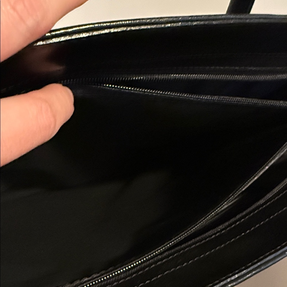 Elegant Black Leather Briefcase Messenger Laptop Executive bag shoulder strap - Picture 10 of 16